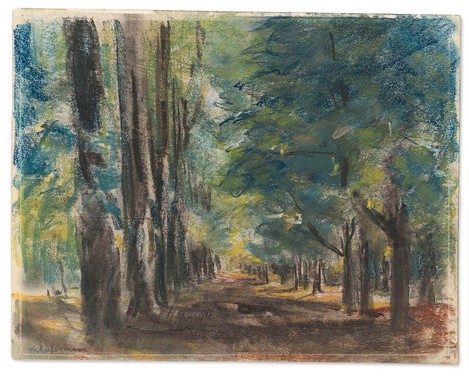 Max Liebermann (Berlin 1847 – 1935 Berlin): Allee in Sakrow, DATIERUNG, Pastellkreide auf Vergé, 23,4 x 30,0 cm. Erworben 1929, WRM 1929/19