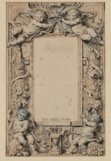 Abraham van Diepenbeeck, Entwurf für einen Buchtitel, Feder, Kreide, Tinte, laviert, Graphische Sammlung, Wallraf-Richartz-Museum