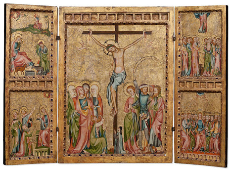 Cologne, c. 1340 – 1350: Triptych with Depiction of the Salvation Story. Oak, central panel 65 x 48 cm, wings each 65 x 24 cm (with original frame). Collection of Ferdinand Franz Wallraf. Inv. no. WRM 0001. Photo: Rheinisches Bildarchiv.