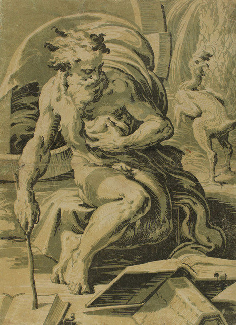 Uga da Carpi , Diogenes, um 1527, Farbholzschnitt, Graphische Sammlung, Wallraf-Richartz-Museum & Fondation Corboud, Köln