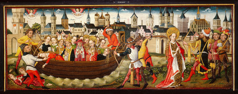 Cologne, c. 1455 – 1460: Legend of St Ursula; Return to Basel. Softwood, 54 x 89 - 248 cm. Collection of Ferdinand Franz Wallraf. WRM 0716. Photo: Rheinisches Bildarchiv Köln