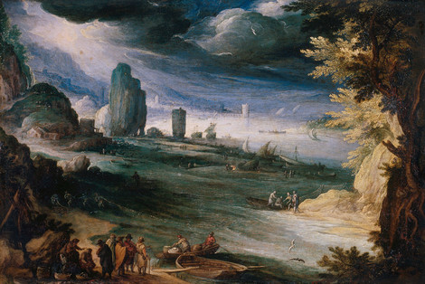 Paul Bril, Breda/Antwerpen 1553/ 54 – 1626 Rom, Küstenlandschaft, 1596, Kupfer, Wallraf-Richartz-Museum & Fondation Corboud