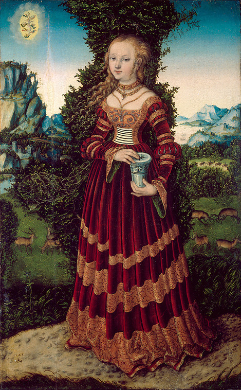 Lucas Cranach the Elder (Kronach 1472 – 1553 Weimar): St Magdalen, 1525. Beech, 48 x 30 cm. Acquired in 1867 as a gift from Mrs Therese Schaaffhausen, Cologne. WRM 0390. Photo: Rheinisches Bildarchiv Köln