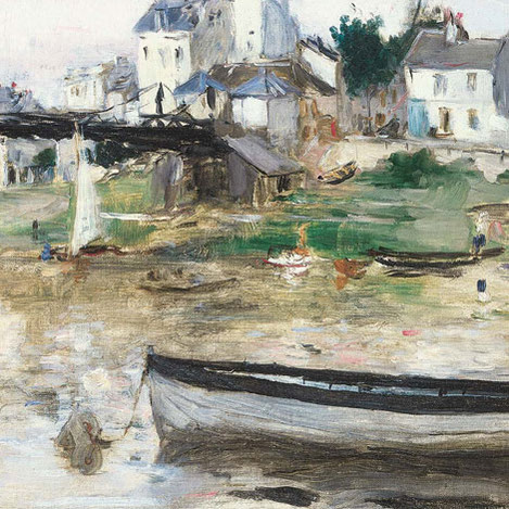 Berthe Morisot (Bourges 1841 – 1895 Paris): Boote auf der Seine, um 1879/1880. Öl auf Leinwand, 25,5 x 50 cm. Fondation Corboud, WRM Dep. FC 615. Foto: Rheinisches Bildarchiv Köln
