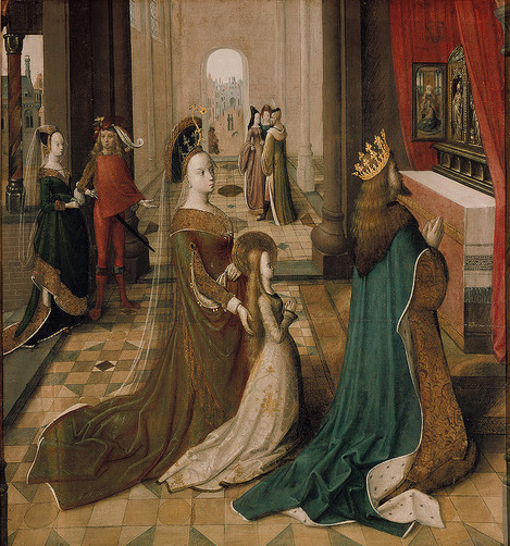 Master of the Legend of St Ursula and workshop (active in Cologne, c. 1480/1490 – c. 1510/1515): St Ursula with her Parents at the Altar, c. 1492 - 1496. Canvas, 113 x 114.5 cm. Acquired in 1895. WRM 0196. Photo: Rheinisches Bildarchiv Köln