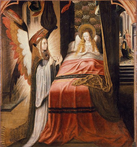 Master of the Legend of St Ursula and workshop (active in Cologne, c. 1480/1490 – c. 1510/1515): Appearance of the Angel, c. 1492 - 1496. Canvas, 113 x 114.5 cm. Acquired in 1895. WRM 0197. Photo: Rheinisches Bildarchiv Köln