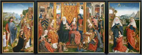 Master of the St Bartholomew Altarpiece (active in the Netherlands c. 1475 – 1510): St Thomas Altarpiece, c. 1495 - 1500. Oak, 143 x 106 cm (central panel), 143 x 47 cm (wing). Acquired in 1868 as legacy of Mr Carl Stein. WRM 0179. Photo: Rheinisches Bildarchiv Köln