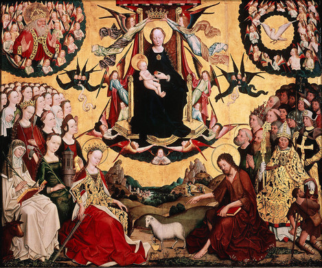 Master of the Glorification of the Virgin (active in Cologne, second half of the 15th century): The Glorification of the Virgin, c. 1470. Oak, 163 x 197 cm. Collection of Ferdinand Franz Wallraf. WRM 0119. Photo: Rheinisches Bildarchiv Köln