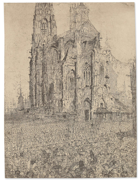 James Ensor (Ostende 1860 – 1949 Ostende): Die Kathedrale, DATIERUNG, Radierung auf Japanpapier, 39,9 cm x 28,4 cm. Erworben 1913, WRM 1913/173
