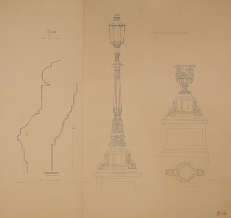 Jakob Ignaz Hittorff, Entwurf für eine Straßenlaterne, um 1830, Federzeichnung, Graphische Sammlung, Wallraf-Richartz-Museum & Fondation Corboud, Köln