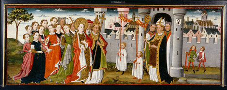 Cologne, c. 1455 – 1460: Legend of St Ursula; Arrival in Rome. Softwood, 54 x 89 - 248 cm. Collection of Ferdinand Franz Wallraf. WRM 0717. Photo: Rheinisches Bildarchiv Köln