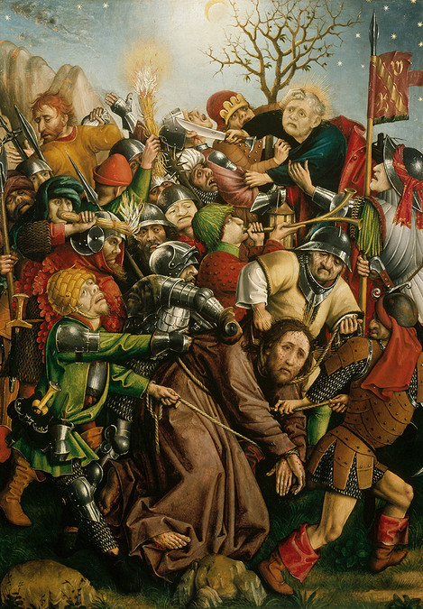 Master of the Karlsruher Passion (active in Straßbourg c. 1433 – 1466): The Arrest of Christ, c. 1440 – 1455. Walnut, 66,5 x 46 cm. Acquired in 1859 as legacy from Heinrich Schlaeger, Cologne. WRM 0585. Photo: Rheinisches Bildarchiv Köln