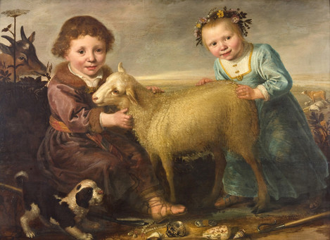Jacob Gerritsz. Cuyp (Dordrecht 1594 - 1651/52 Dordrecht), Zwei Kinder mit Lamm, Öl auf Holz, Stiftung August Camphausen, Köln, 1871, Wallraf-Richartz-Museum