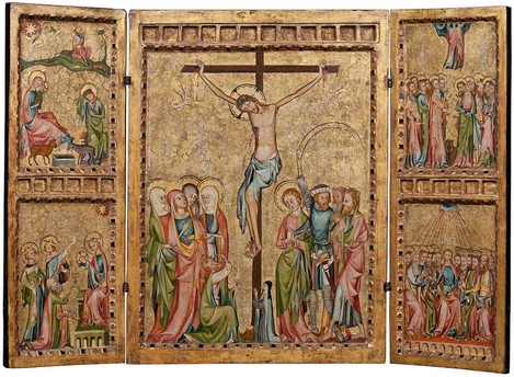 Cologne, c. 1340 – 1350: Triptych with Depiction of the Salvation Story. Oak, central panel 65 x 48 cm, wings each 65 x 24 cm (with original frame). Collection of Ferdinand Franz Wallraf. Inv. no. WRM 0001. Photo: Rheinisches Bildarchiv Köln