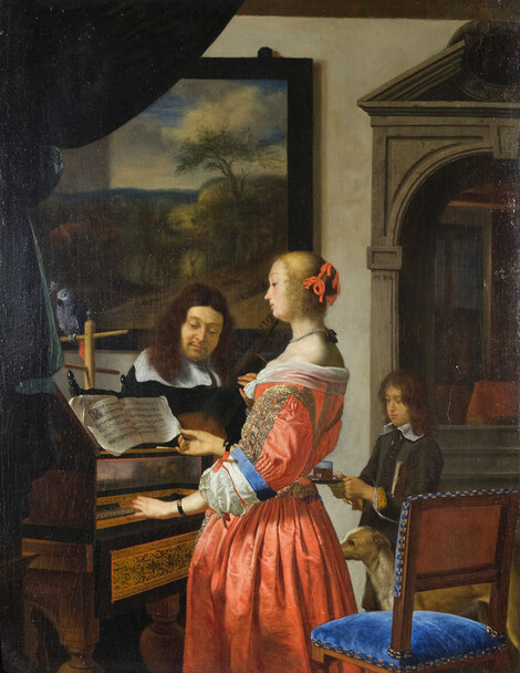 Willem van Mieries d.J. nach Frans van Mieris d.Ä., Das Duett, Öl auf Holz, Privatsammlung