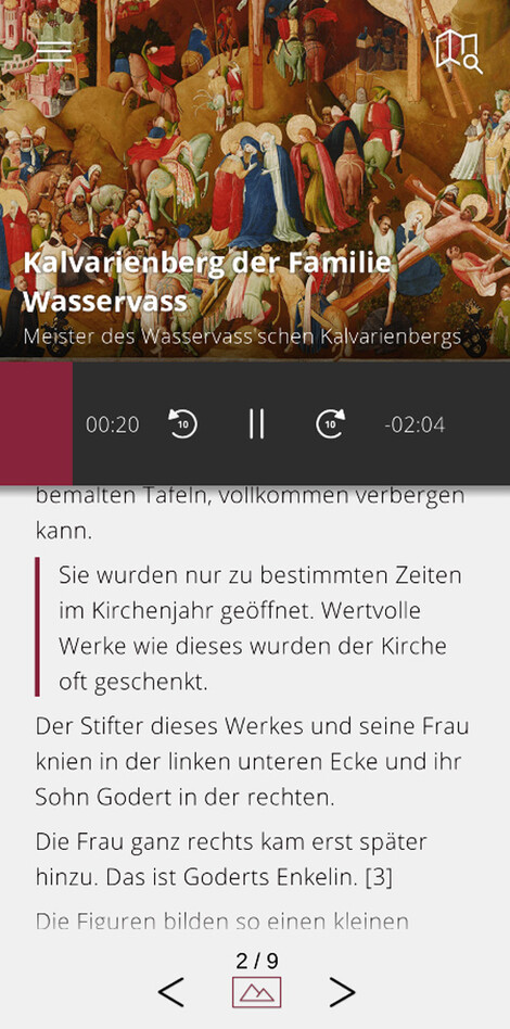 Screenshots of the Wallraf App