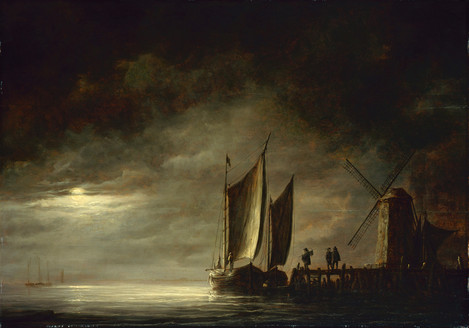 Aelbert Jacobsz. Cuyp (Dordrecht 1620 – 1691 Dordrecht): Fishing Boats in the Moonlight, c. 1650. Oil on canvas, 76.5 x 106.5 cm. Acquired in 1936 as part of the Carstanjen collection. WRM 2533. Photo: Rheinisches Bildarchiv