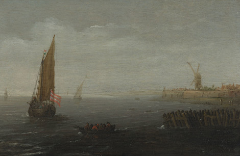 Hendrick van Anthonissen, Schiffe in ruhigem Wasser vor Vlissingen (?), 1640-50, Öl auf Eichenholz, Privatsammlung Köln