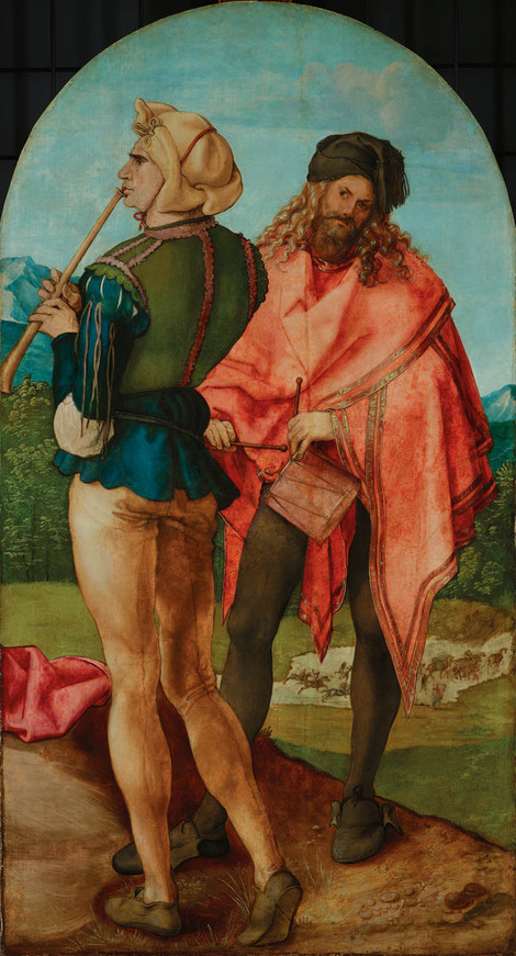 Albrecht Dürer, Pfeifer und Trommler, um 1503/05, Lindenholz, Wallraf-Richartz-Museum & Fondation Corboud, Köln, Foto: © Rheinisches Bildarchiv, Köln