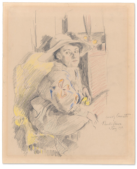 Lovis Corinth (Tapiau (now Gvardeysk) 1858–1925 Zandvoort): Portrait of a Lady (Charlotte Berend-Corinth),  pencil and coloured pencils on rag board, 45.8 x 37.8 cm. Acquired in 1946 as a gift from Dr Haubrich, WRM 1950/46