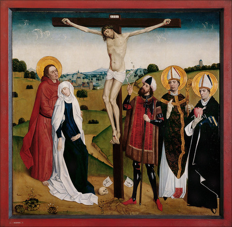 Master of the Legend of St George (workshop): Christ on the Cross between Saints, c. 1490. Canvas, 157 x 159 cm. Collection of Ferdinand Franz Wallraf. WRM 0142. Photo: Rheinisches Bildarchiv
