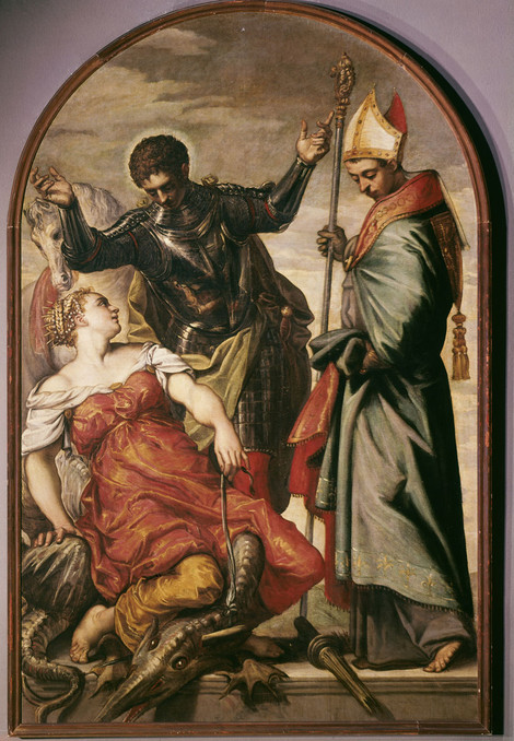 Jacopo Tintoretto, Der heilige Ludwig, der heilige Georg und die Prinzessin, 1551, Öl auf Leinwand, Gallerie dell‘Accademia, Venedig