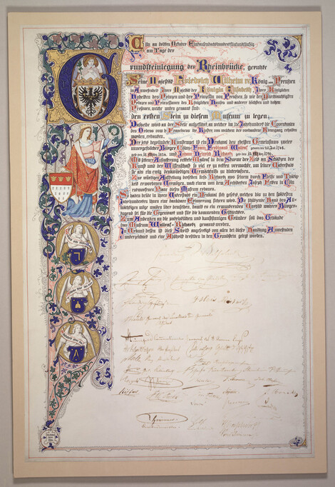 Urkunde zur Grundsteinlegung vom ersten Wallraf-Richartz-Museum 1855, Foto Museum