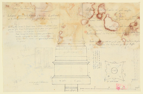Louis-François Cassas, Alexandria – Die Säule des Pompeius, um 1900, Bleistift auf Velinpapier, Graphische Sammlung, Wallraf-Richartz-Museum