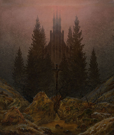 Caspar David Friedrich, Kreuz im Gebirge, 1812, Öl auf Leinwand, 45 x 38 cm, Museum Kunstpalast, Düsseldorf
