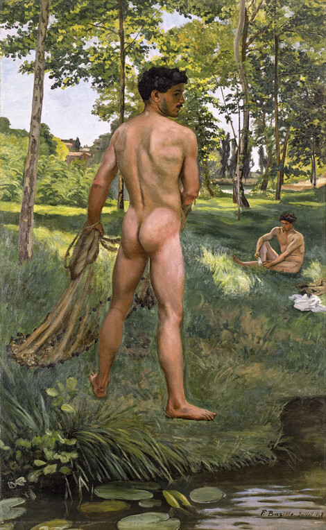 Frédéric Bazille, Fischer mit Netz, 1868, Öl auf Leinwand, Arp Museum Bahnhof Rolandseck / Sammlung Rau für UNICEF, © Foto: Arp Museum Bahnhof Rolandseck / Sammlung Rau für UNICEF, Inv. Nr. GR 1.653 (Photograph: Mick Vincenz, Essen)