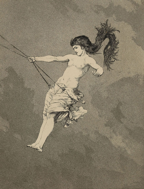 Max Klinger: Erstes Intermezzo, aus dem Zyklus Opus II – Rettungen Ovidischer Opfer, 2. Ausgabe 1880, Radierung und Aquatinta auf Chine collé, Graphische Sammlung, Wallraf-Richartz-Museum & Fondation Corboud, Dauerleihgabe der Bundesrepublik Deutschland seit 2012