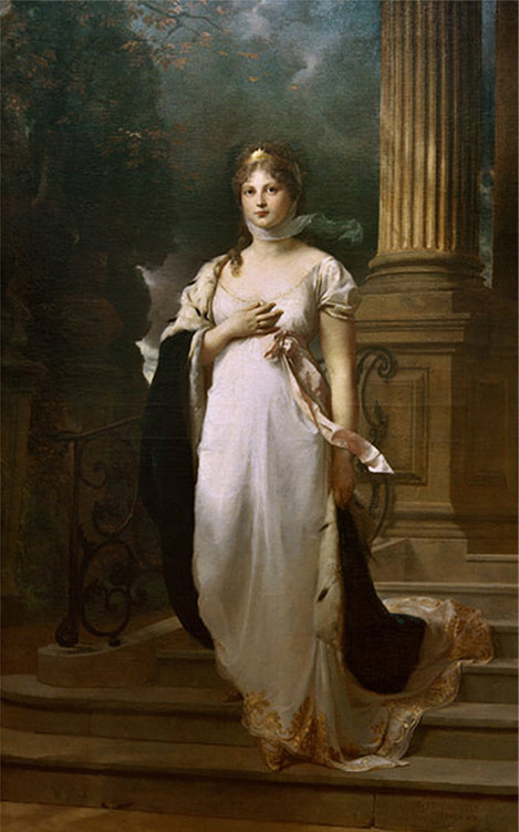 Gustav Richter (1823 – 1884): Bildnis der Königin Luise von Preußen, 1879, Öl auf Leinwand, 243 x 151,5 cm. Erworben 1879 als Geschenk des Herrn Carl Joest. WRM 1256