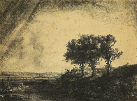 Rembrandt Harmensz. van Rijn Die drei Bäume, 1643 Radierung, Grabstichel, Kaltnadel, Graphische Sammlung, Wallraf-Richartz-Museum