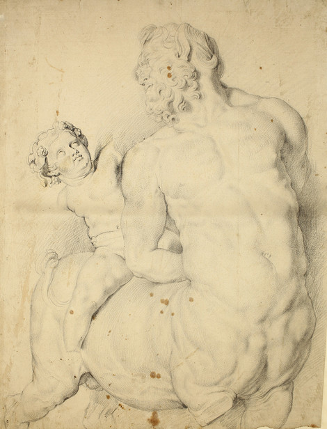 Peter Paul Rubens, Von Cupido gezähmter Kentaur, Ansicht von vorne halbrechts, Kreide, Graphische Sammlung, Wallraf-Richartz-Museum