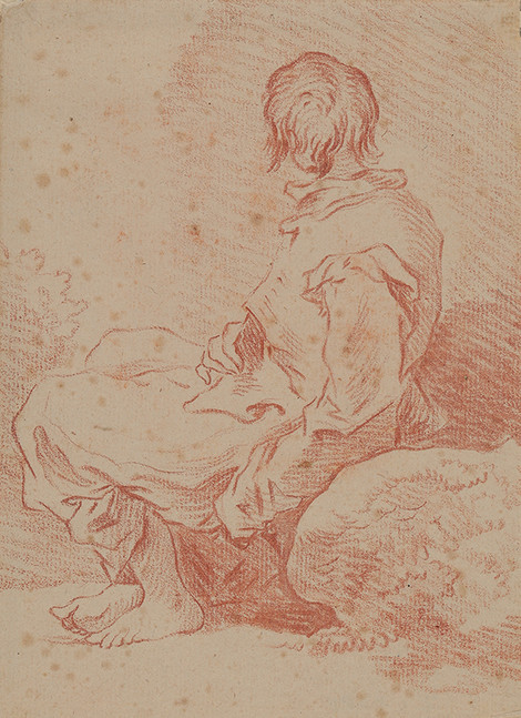 Study of a Seated Boy, counterproof of a drawing by Le Prince, red chalk, Wallraf-Richartz-Museum & Fondation Corboud