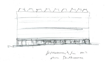 Skizze Entwurf Erweiterungsbau Wallraf-Richartz-Museum von Christ &  Gantenbein
