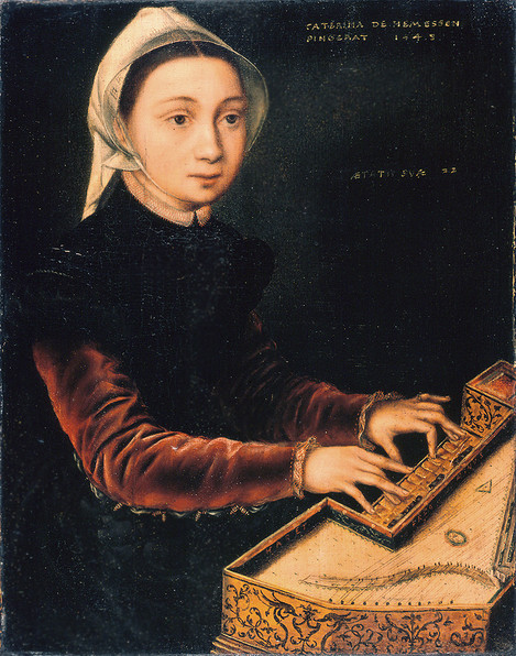 Catharina van Hemessen (Antwerp 1527/1528 – after 1587): Girl at the Virginal, 1548. Oak, 30.5 x 24 cm. Acquired in 1916 as a bequest from Mrs Emmy Schnitzler, Berlin. WRM 0654. Photo: Rheinisches Bildarchiv Köln