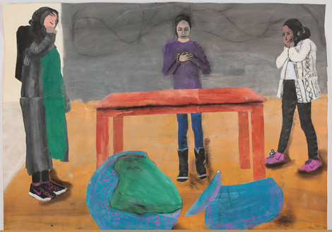 Melike Kolukisa, *2005 in Köln, Ervanur Laz, *2004 in Köln & Dilara Mertek, *2004 in Köln, Kostbare Freundschaft, 2016, Collage mit farbig überarbeiteten Fotoausdrucken