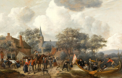 Jan Steen, Das Schiff von St. Rijn Uijt,  Öl auf Holz, Privatsammlung