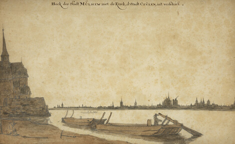 Lambert Doomer, The Rhine near Mülheim with a view of Cologne, c. 1663, Graphite, with brown and grey-brown wash, on laid paper. Wallraf-Richartz-Museum & Fondation Corboud, Köln, Graphische Sammlung, © Photo: Thomas Klinke, Wallraf-Richartz-Museum