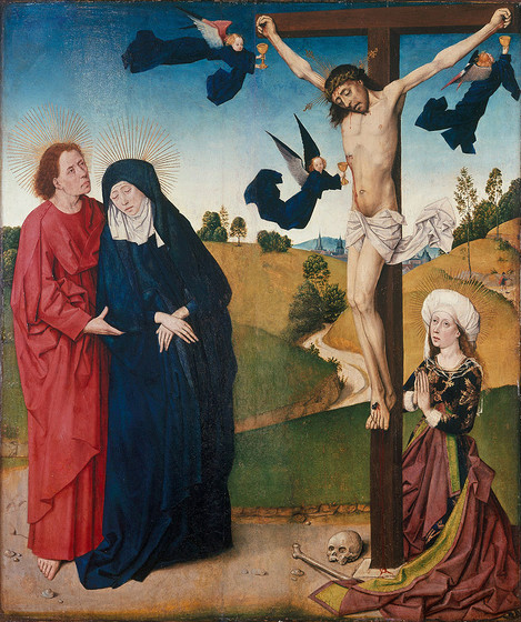 Master of the Lyversberg Passion or Master of the Life of Virgin Mary (both active in Cologne, c. 1460 – 1490): Christ on the Cross with Saints Mary, John and Magdalen, c. 1465 – 1470. Oak, 85 x 72 cm. Acquired in 1864 with funds from the Richartz-Fonds. WRM 0125. Photo: Rheinisches Bildarchiv