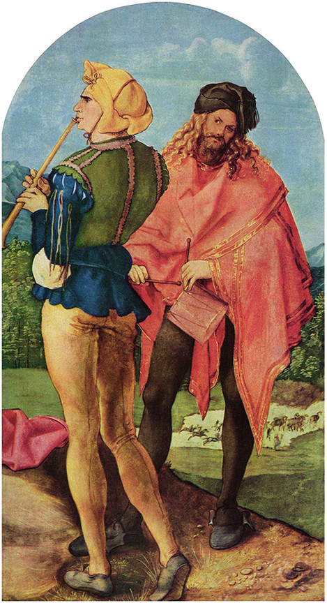 Albrecht Dürer (Nürnberg 1471 – 1528 Nürnberg): Pfeifer und Trommler, um 1503 – 1504, Lindenholz, 94 x 51 cm. Sammlung Ferdinand Franz Wallraf. WRM 0369. Foto: Rheinisches Bildarchiv Köln