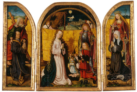 Master of the St Bartholomew Altarpiece (active in the Netherlands c. 1475 – 1510): Triptych, c. 1500 - 1510. Oak, 31,5 x 20 cm (central panel). Acquired in 1961 with support of the Federal Government, the State of North Rhine-Westphalia and the Rhineland Regional Association (LVR). WRM 0881. Photo: Rheinisches Bildarchiv Köln