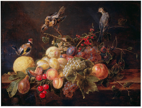 Adriaen van Utrecht (Antwerp 1599 – 1652/1653 Antwerp): Still Life with Fruits and Birds, 1649. Oil on Canvas. On loan from a private collection. WRM Dep. 837. Photo: Rheinisches Bildarchiv