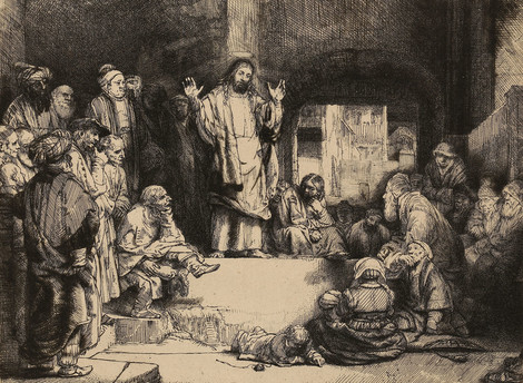 Rembrandt Harmensz. van Rijn Christus predigend (gen. La petite tombe), um 1652 Radierung, Kaltnadel, Graphische Sammlung, Wallraf-Richartz-Museum