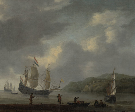 Reinier Nooms, genannt Zeeman, Schiffe vor nordafrikanischer Küste, nach 1661, Öl auf Leinwand, Privatsammlung, Köln