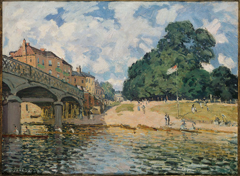 Alfred Sisley (Paris 1839 – 1899 Moret-sur-Loing): Bridge at Hampton Court, 1874, Oil on canvas, 46 x 61 cm. Acquired in 1956 as a gift from the Kunstverein für die Rheinlande und Westfalen, Düsseldorf. WRM 2929. Photo: Rheinisches Bildarchiv