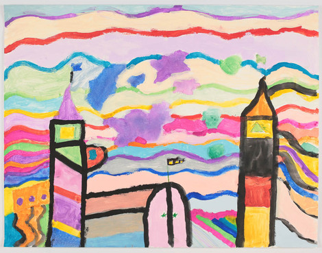 Jegor Danilin, *2005 in Köln & Mathis Främke, *2004 in Köln, Das Schloss des Himmels, 2016, Deckfarbe auf Papier