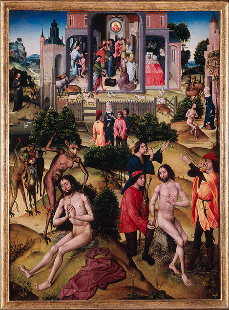 Master of the Legend of St Catharine / Master of the Legend of St Barbara (active in Brussels, last third of the 15th century): Triptych with scenes from the life of Job, c. 1466 – 1500. Oak, 120 x 90 cm and 119.5 x 90 cm (central panel in two parts), 120 x 89 cm (wing). Acquired in 1889. WRM 0409 – 0412. Photo: Rheinisches Bildarchiv
