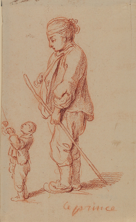 Jean-Baptiste Le Prince (Metz 1733-1781 Paris), Study of a Peasant with Child at Play, red chalk, Wallraf-Richartz-Museum & Fondation Corboud